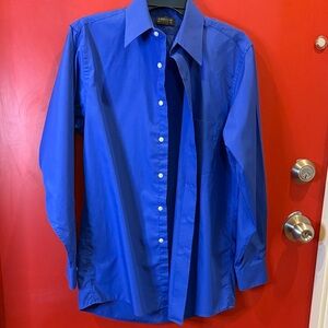 Arrow Wrinkle Free Blue Dress Shirt Mens 14.5 32/33 Button Down